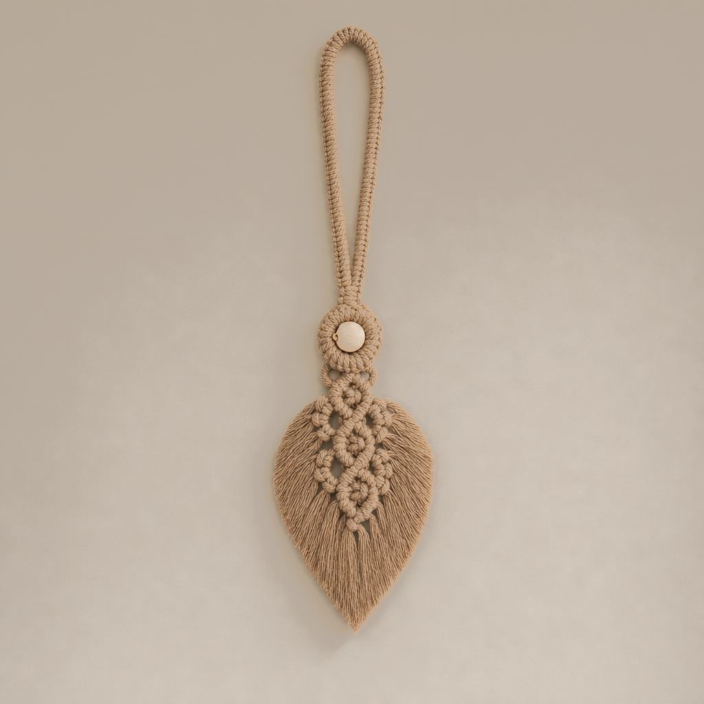 Macrame Leaf Curtain Tieback, 40 x 13 cm, 4 Colors - Brown
