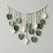 Woven Leaf Garland Wall Hanging, Green or Coffee - Green