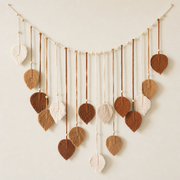 Beaded Cord Wall Garland, 120 cm, Leaf or Tassel Ends - Khaki - Leaf