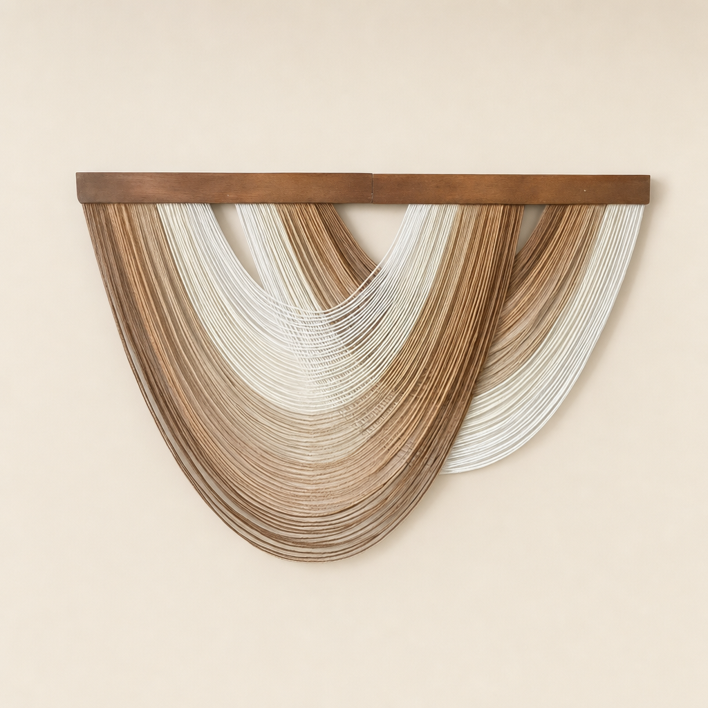 Gradient Wall Hanging, 100 x 70 cm Curved Board - Khaki, warm tan at the hem