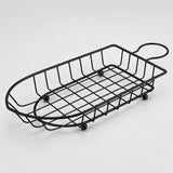 Black wire boat serving basket with short rear loop, 30.5 cm long.