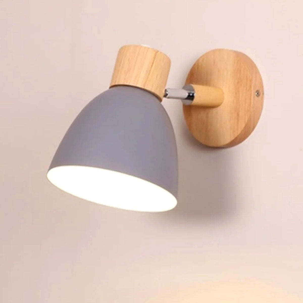 Bedside Wall Sconce, Adjustable Wood E27 Wall Light, 6 Colors - Gray variant studio v2