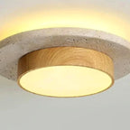 Flush Mount Ceiling Light, Travertine Wood Hallway Fixture, 8.7 In - Natural Wood variant studio v2