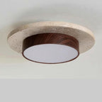 Flush Mount Ceiling Light, Travertine Wood Hallway Fixture, 8.7 In - Walnut variant studio v2