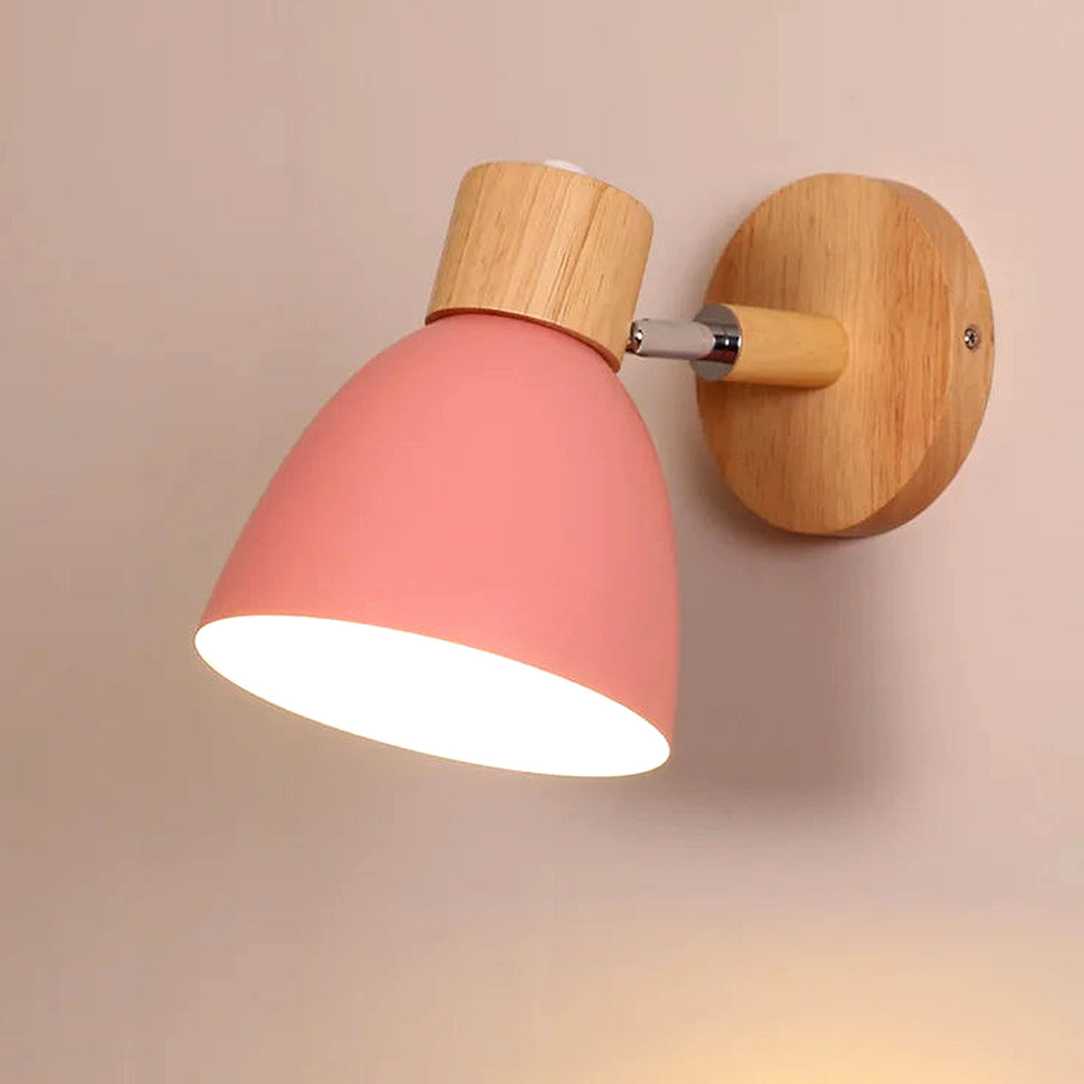 Bedside Wall Sconce, Adjustable Wood E27 Wall Light, 6 Colors - Pink variant studio v2