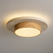 Flush Mount Ceiling Light, Travertine Wood Hallway Fixture, 8.7 In - Natural Wood variant studio v3 Codex
