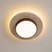 Flush Mount Ceiling Light, Travertine Wood Hallway Fixture, 8.7 In - Walnut variant studio v3 Codex