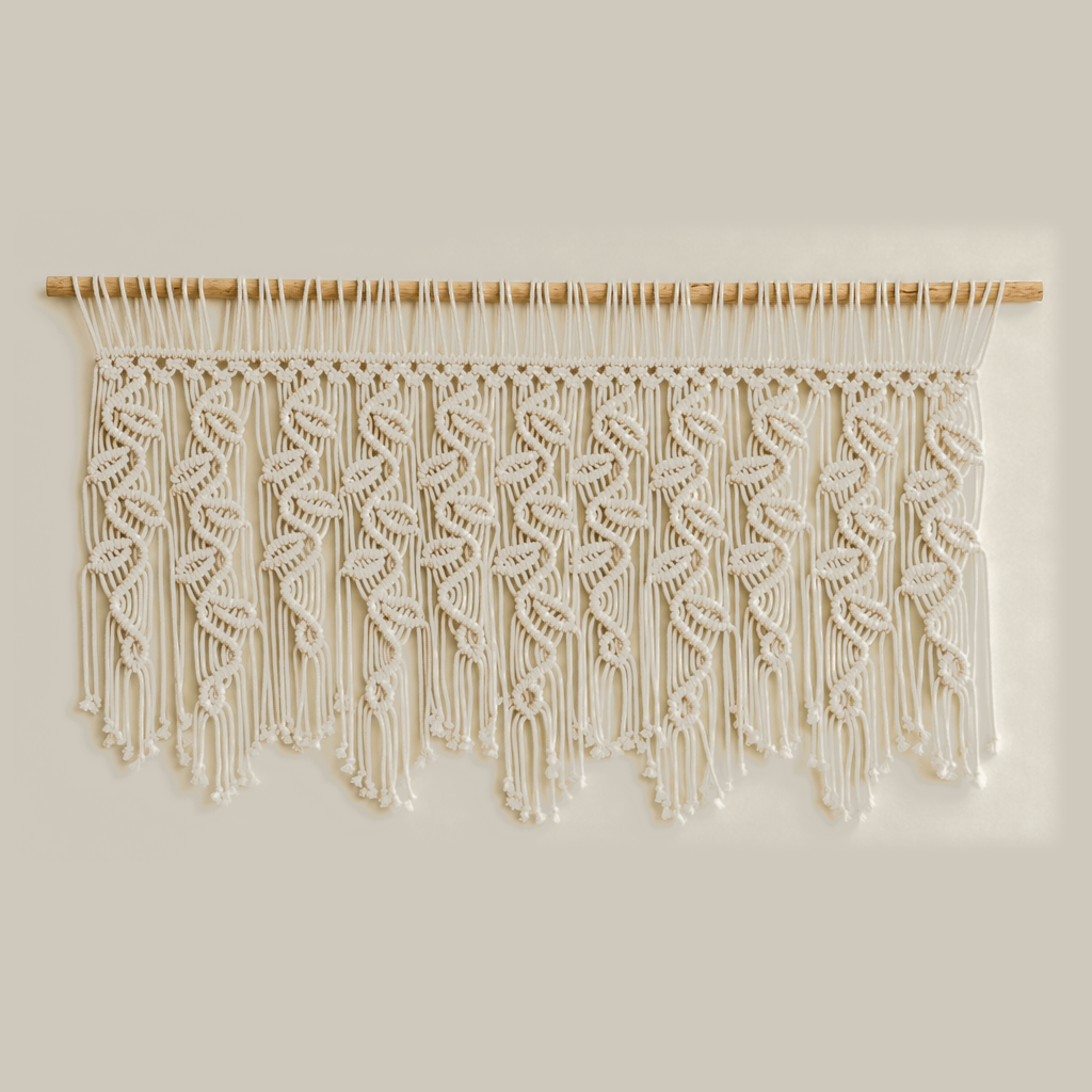 Macrame Leaf Valance, 110 x 55 cm, With or Without Rod - With connecting rod